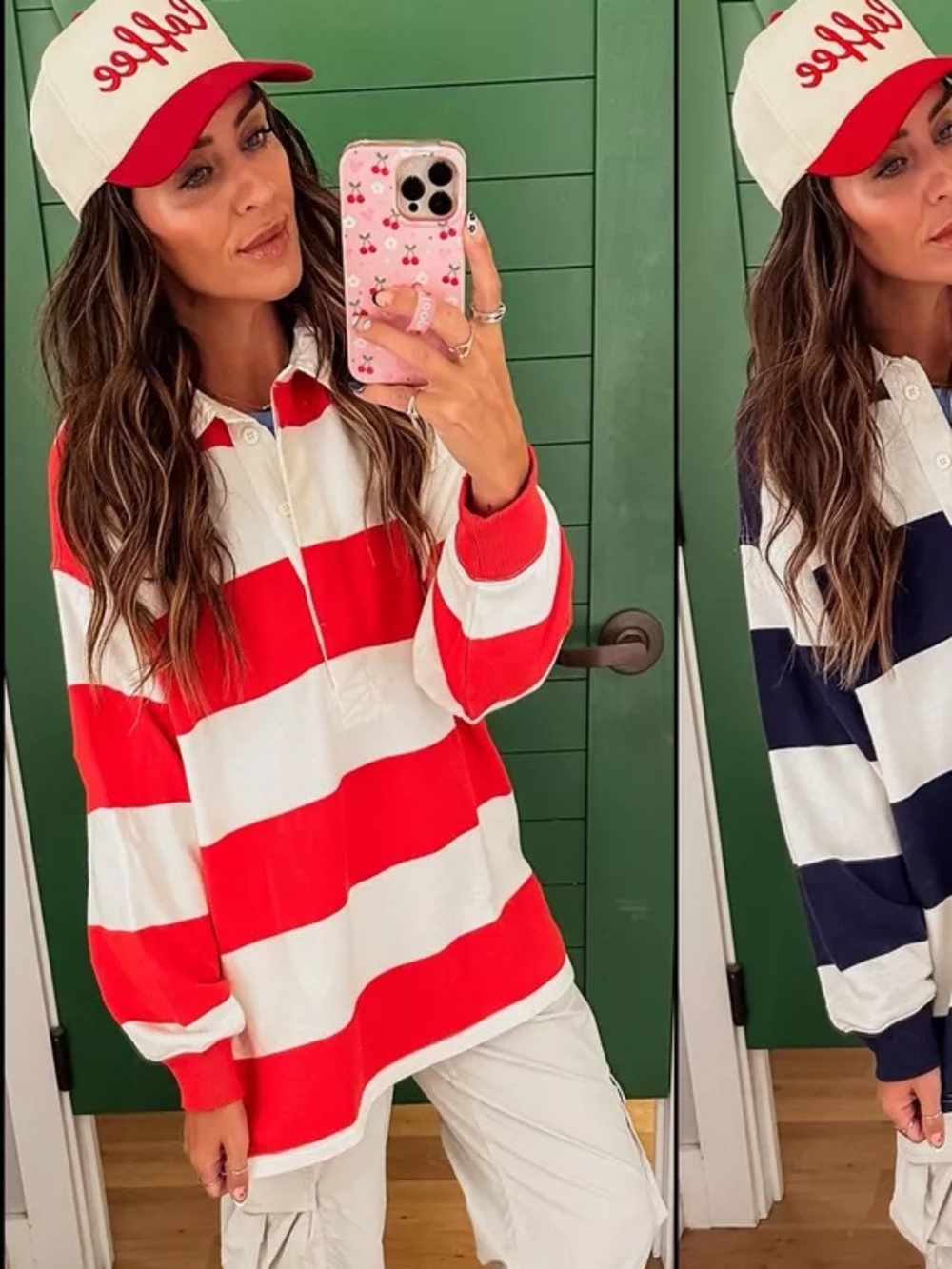 Aerie Oversized prep rally rugby sweatshirt size XXS red white striped